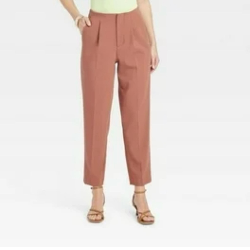A New Day Women's Tapered High Rise Ankle Length Tailored Trousers, Brown